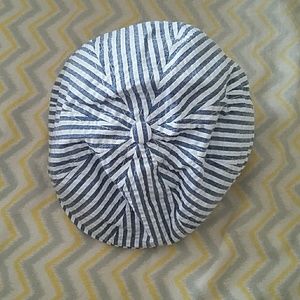 New born seersucker hat and bowtie set